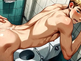 Yaoi - 金发嫩仔厕所性爱图集 - 动漫 漫画 亚洲 日本 游戏 男同色情 gay porn chinese look to