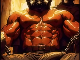 AI生成的蒙面肌肉诱惑：暗室勾引 big chinese dick blowjob gay porn